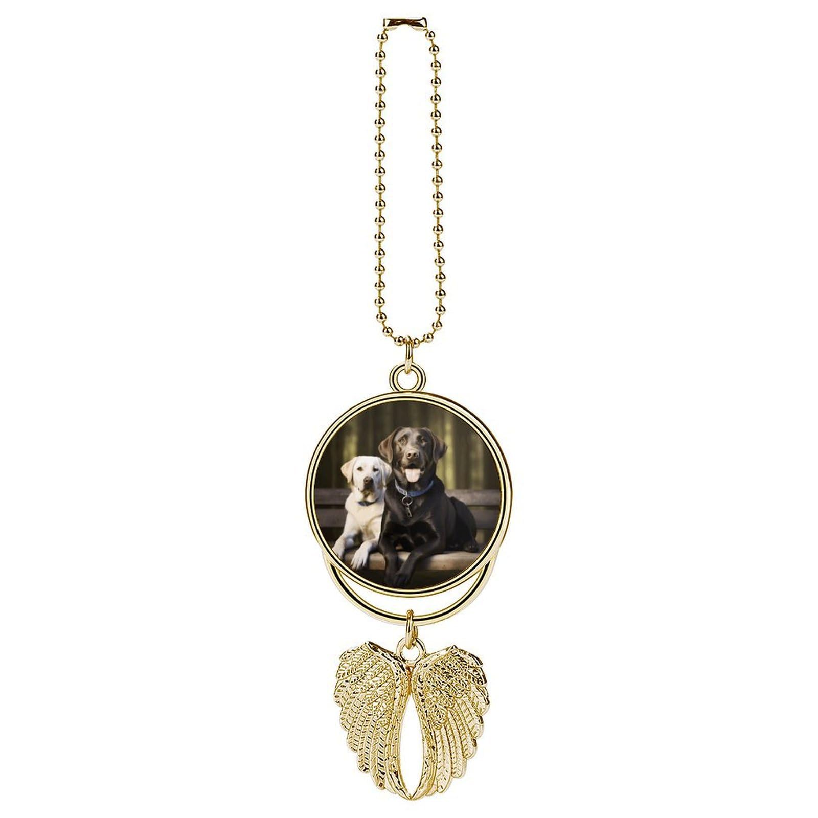 Car Charm Zinc Alloy Rearview Mirror Hanging Ornament Premium Metal Labrador Car Pendant for Auto Interior Decor Accessories,Unique Gift for Adult,Golden-Style