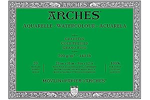 Arches Arches Watercolor Block 9x12-inch Natural White 100% Cotton Paper - 20...