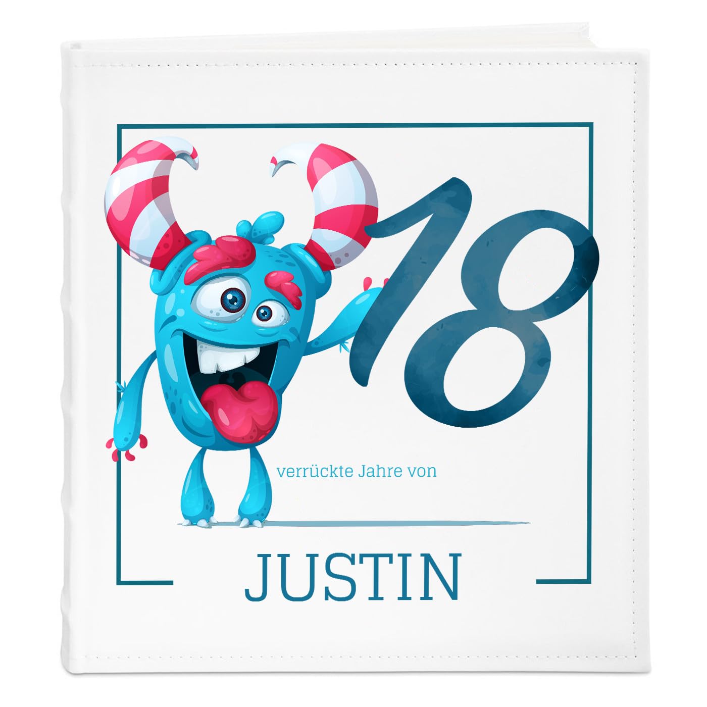 Maverton Einsteckalbum mit Aufdruck für 500 Fotos - Fotoalbum zum Einstecken 10x15 cm - Größe: 33x33cm - Weiß - Geschenke für Männer - personalisierte Geschenke zum Geburtstag