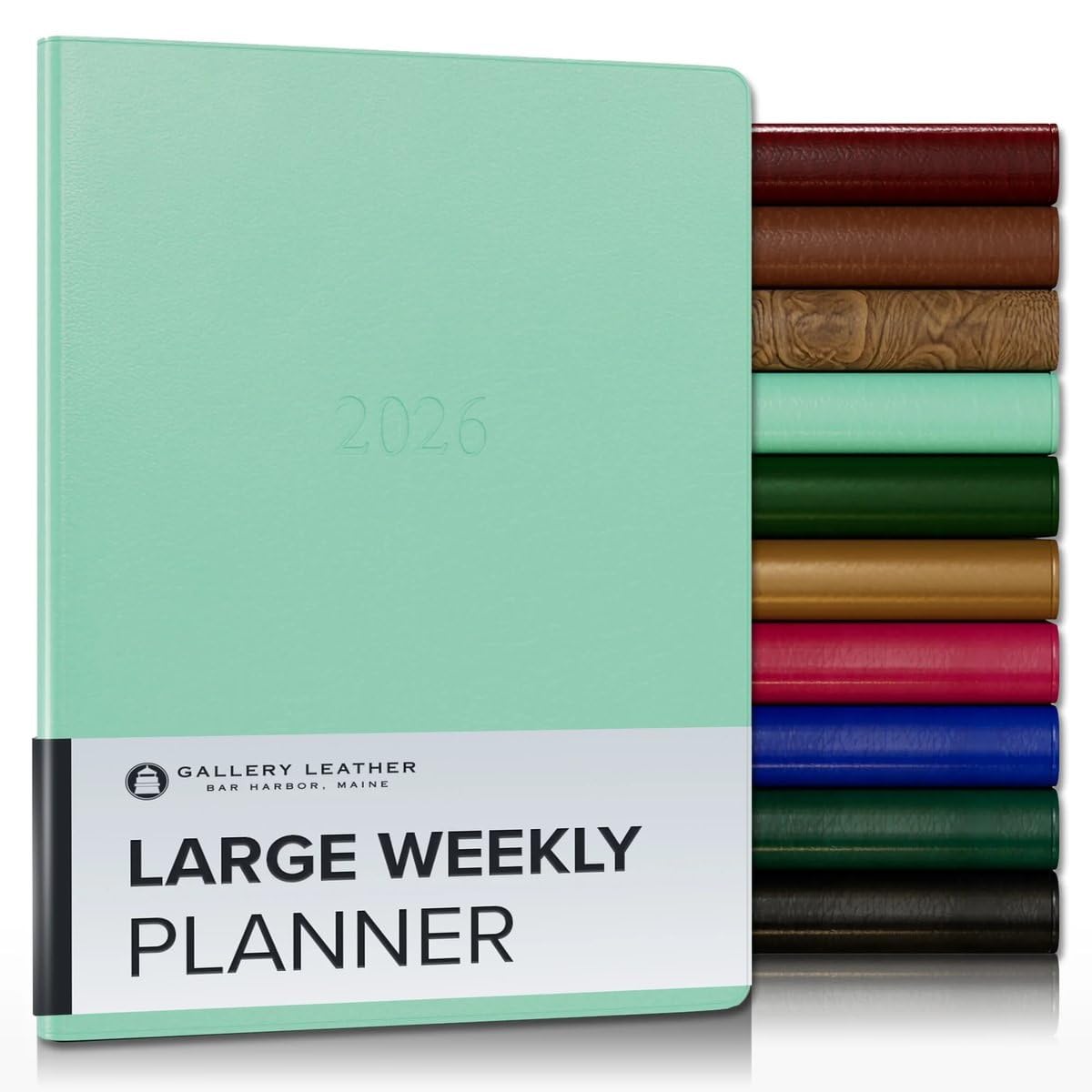Gallery Leather Large Weekly Monthly Planner 2025-2026, Elegant Calendar Planner & Notebook, Gold-Gilded Page Edges, 12 Months, Christmas Gifts for