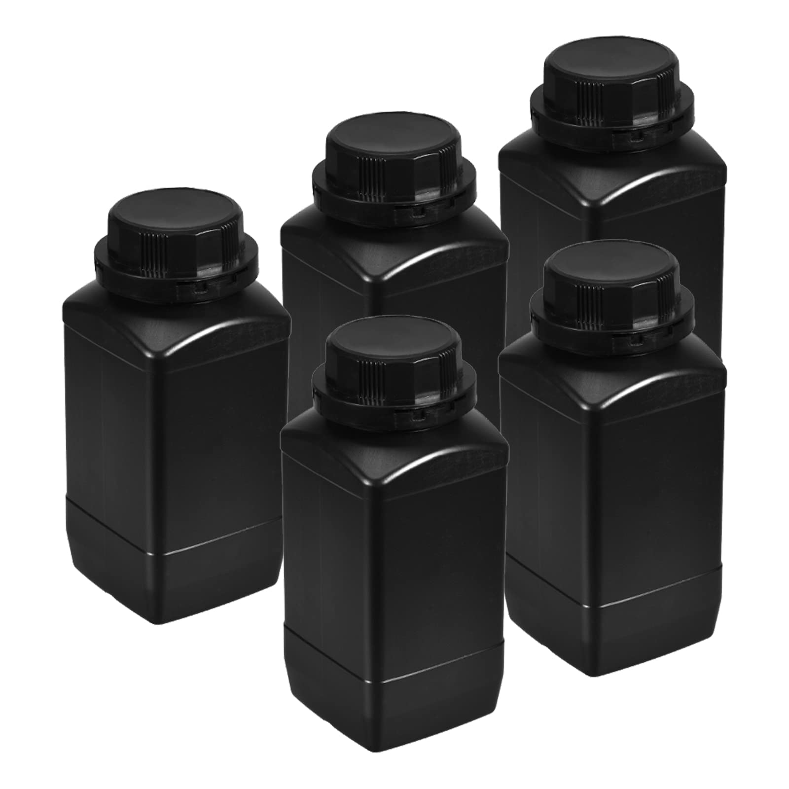 YOKIVE 5 Pezzi Bottiglie Per Reagenti Chimici, Contenitori Per Laboratorio Con Bocca Larga | Conservazionliquidi, Ideali Per Laboratorio, Negozi, Fabbrica (Nero, 34-Oz)