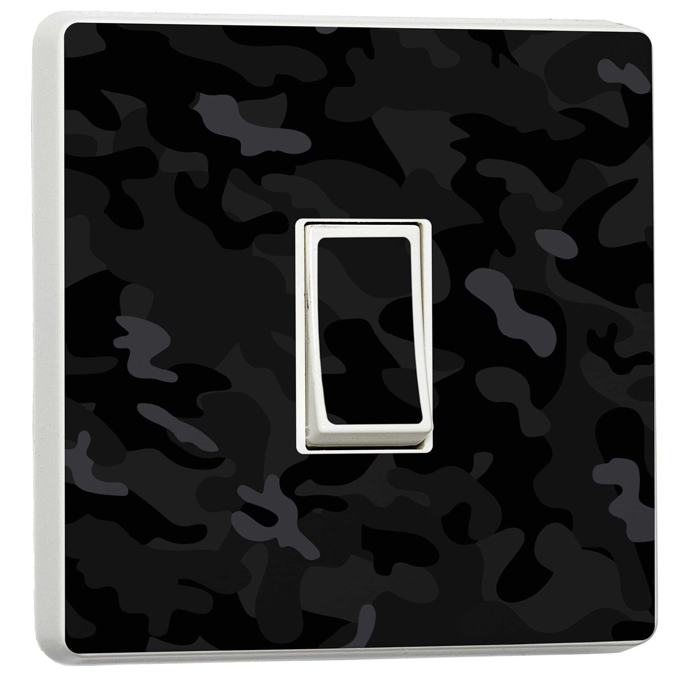 stika.co Set of 2 Camouflage Print - Single Light Switch Sticker Bundle - Black Camo Prints - Easy Application