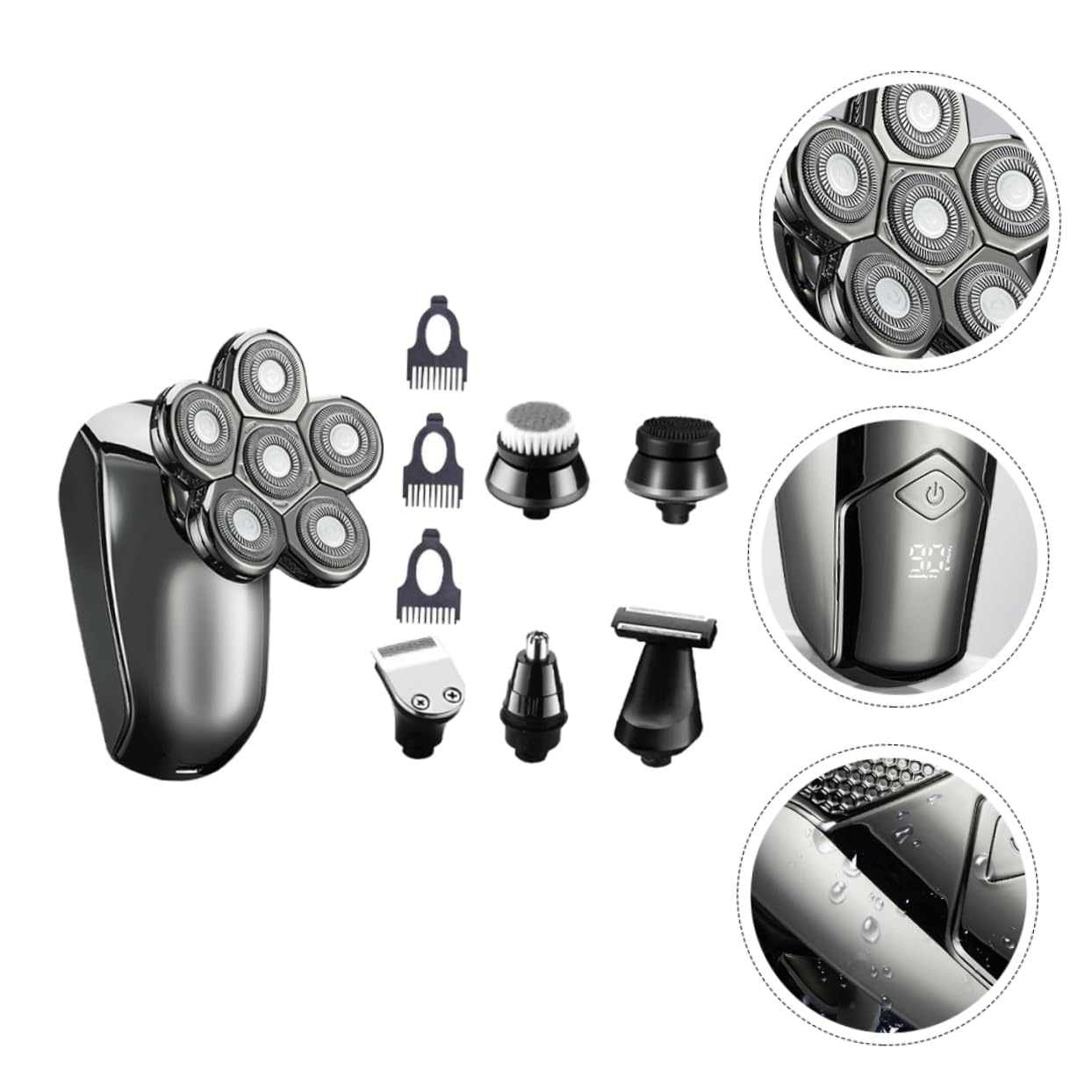 Gatuida Rasoio Elettrico Testine Multifunzione Rasoio Regolabarba Portatile per Domestico Design Compatto e Durevole