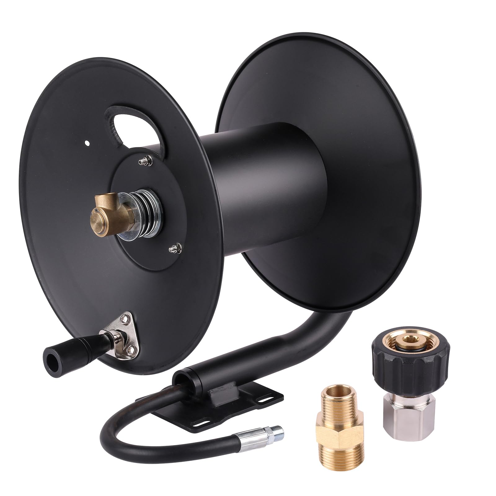 Pressure Washer Hose Reel, 100ft Heavy Duty Steel Manual Crank Power Washer Hose Reel