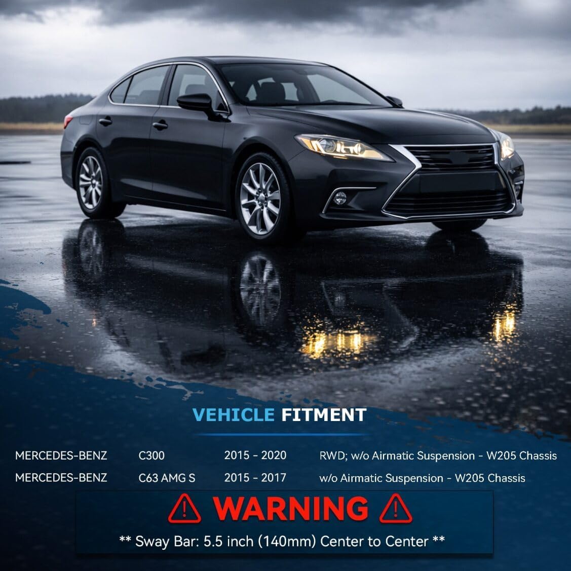 Detroit Axle - Front Struts Sway Bars for 2015-2020 Mercedes-Benz C300, 2015-2017 C63 AMG S, 2 Struts with Coil Spring Assembly 2 Sway Bar End Links 2016 2018 2019 Suspension Kit Replacement