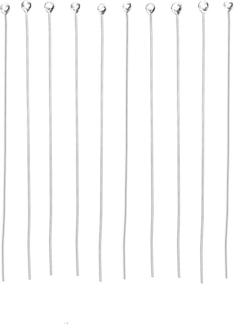 Ball-Head Pins for Jewellery Making 20 Pcs in Nickel-Free 925 Sterling Silver, 50mm Long