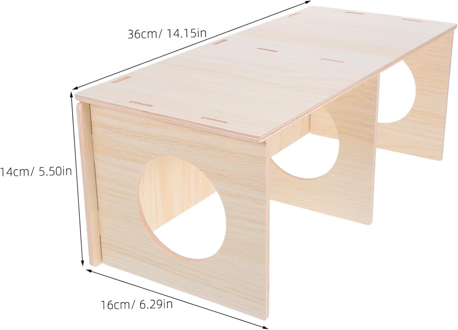 Abaodam Detachable Wooden Hideout House for Small Animals DIY Assembly Habitat with Multiroom Design for Hamsters Hedgehogs Mice and Rats Natural Solid Wood Pet Furniture