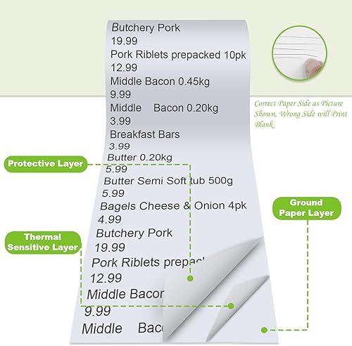 Miniatura 5 de MFLABEL Papel térmico de 2 14 pulgadas x 50 pies para caja registradora papel de recibo POS 50 rollos