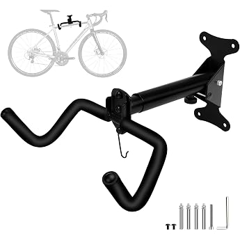 Bicycle Wall Mount I Bicycle Holder - Angle and Wall Distance Adjustable up to 22 kg Foldable Metal Bicycle Mount Wall with Hooks Wall Mount Bicycle for Road Bike MTB