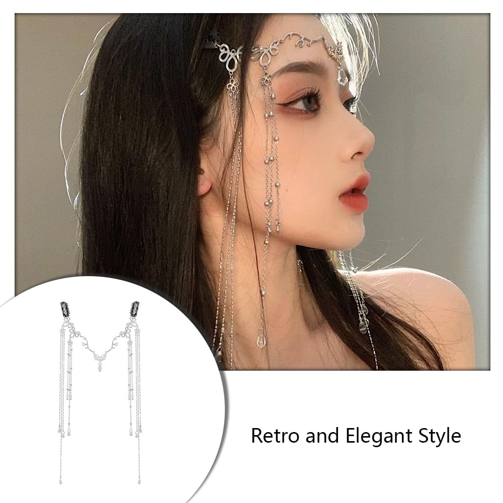 QICSTELAR Silver Crystal Tassel Headband, Elf Princess Headdress - Image 3