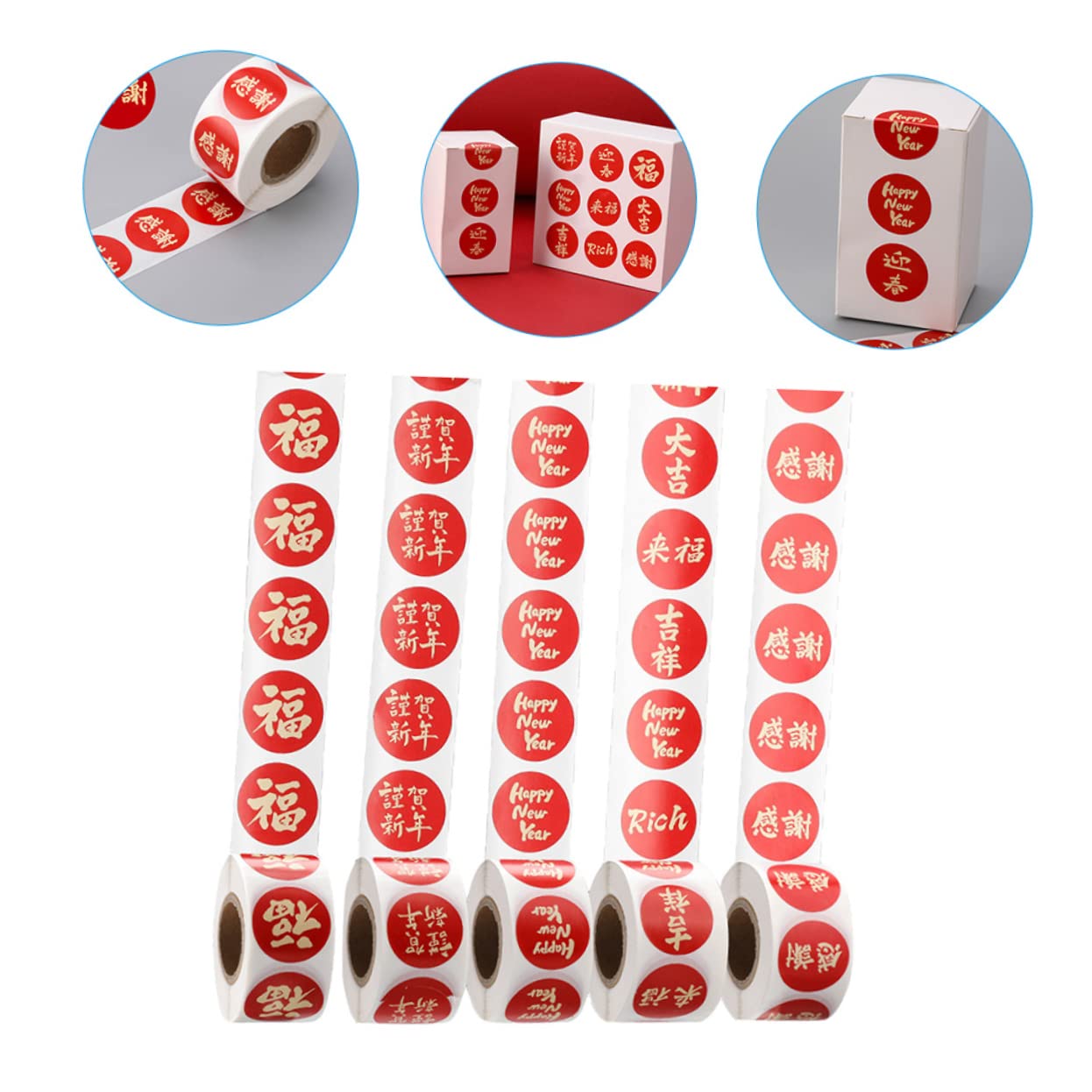 SHINEOFI 15rotoli Adesivi Rotondi Per Capodanno Etichette Decorativi Per Festival Del Del Coniglio Stickers Colorati e Divertenti Per Regali Buste e Scatole