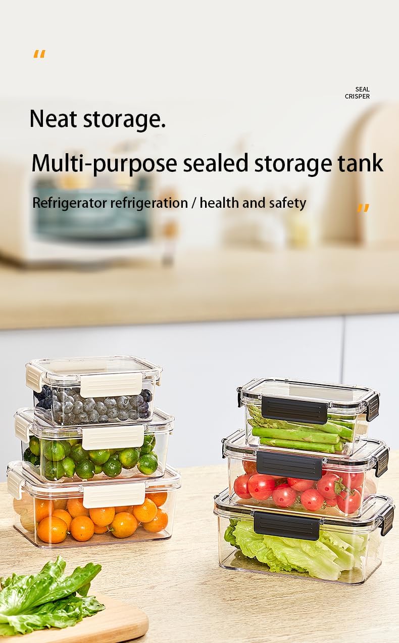PET transparent food and fruit storage containers, sealed leak-proof reusable, space-saving.(1 pack). (35.8oz, Black)