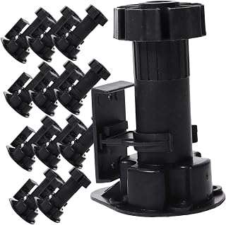 Housoutil 12pcs Adjust Cabinet Legs Floor Chairs Plastic Table and Chairs Couch Black Bar Stool Leg Extenders Couch Legs 4 Inch Chair Height Extenders Furniture Levelers Chair Leg Levelers