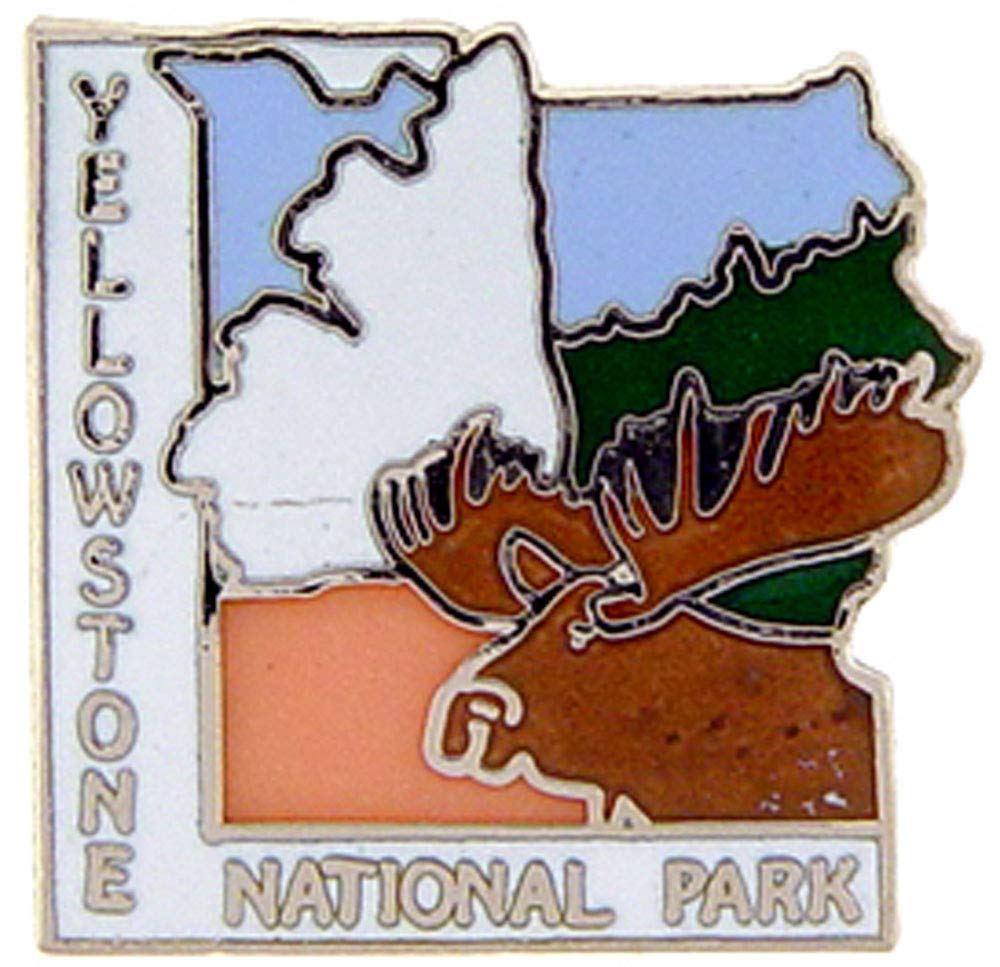 USA STATES, National Park YELLOWSTONE MOOSE - Original Artwork, Expertly Designed PIN - 1"