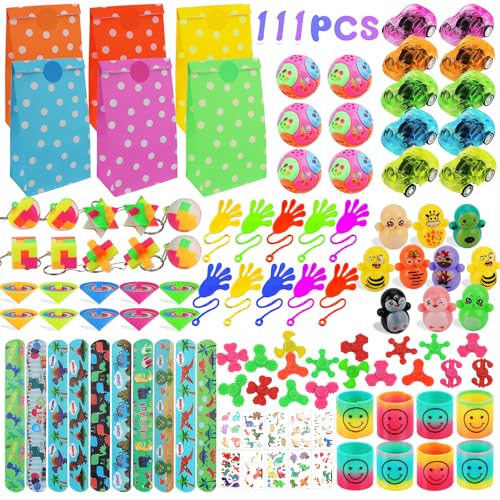 WOOWAIR 111pcs Gadget Compleanno Bambini, Regalini Fine Festa Compleanno Bambini, Pensierini per Bambino Dopo Festa, Pignatta per Halloween Natale