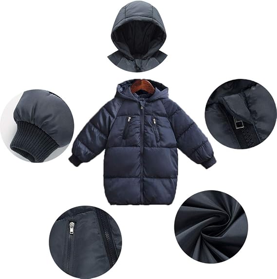 LANBAOSI Kids Winter Coats with Hooded Light Puffer Coat Warm Padded Jacket for Baby Boys Girls Toddler