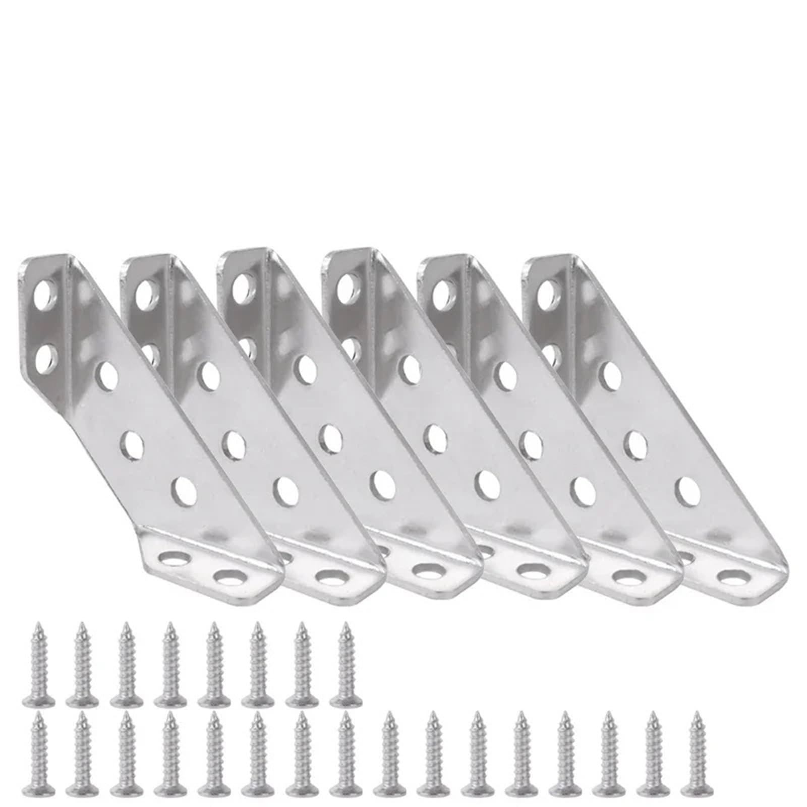 FQJYXWEWL Stainless Steel Furniture Angle Shelf Connector Cabinet Support Fixing Frame Corner Brace with Screw 1-10Pcs(6 Sets)
