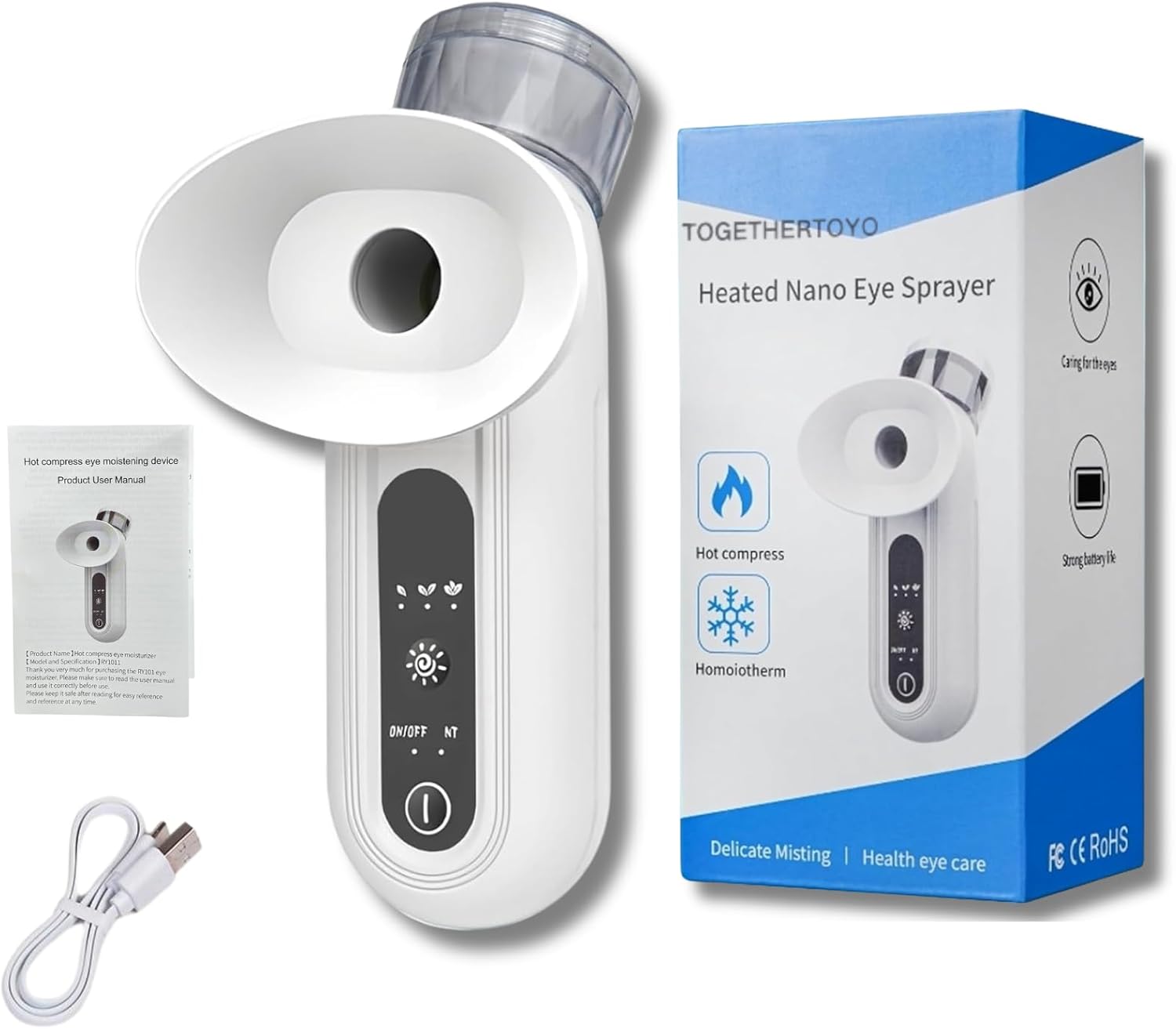 Eye Mist Steam Sprayer for Relief Dry Eyes, Facial Steamer, Eye Treatment, Portable Heated Eye Masks, Mini Eye Moisturizing Cleaning Soothing Steamer Eye Mist Steam Sprayer for Relief Dry Eyes, Facial Steamer, Eye Treatment, Portable Heated Eye Masks, Mini Eye Moisturizing Cleaning Soothing Steamer