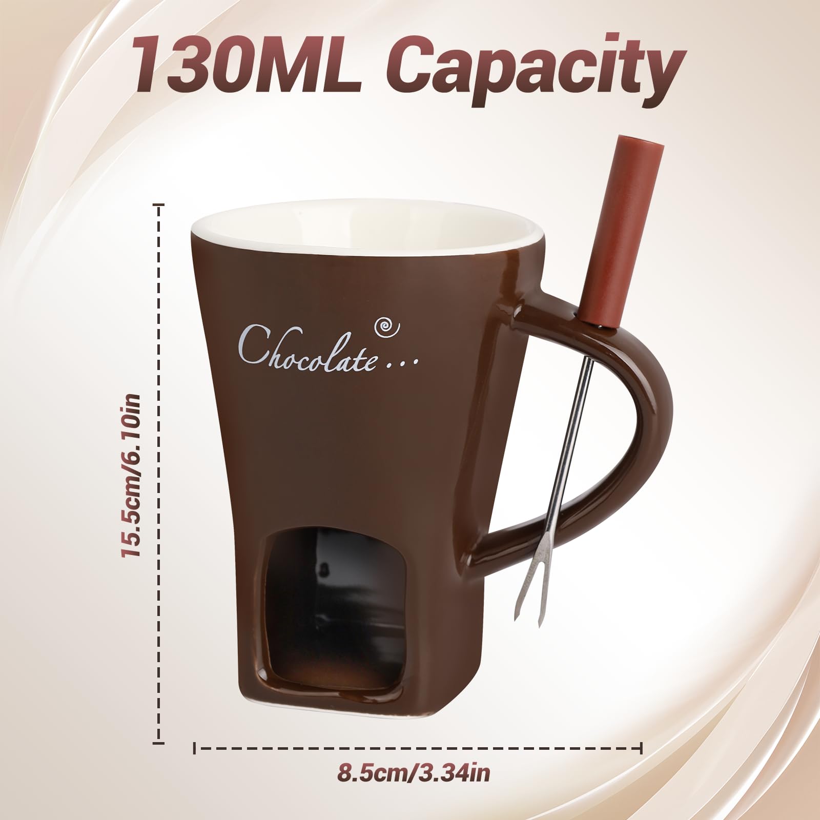 Ceramic Butter Chocolate Fondue Mug, Melting Chocolate Pot with Fork, Cheese Warmer Cup - Image 2