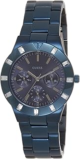 ساعة جليستين بسوار من الفولاذ المقاوم للصدأ بلون أزرق للنساء من جيس، موديل W0027L3