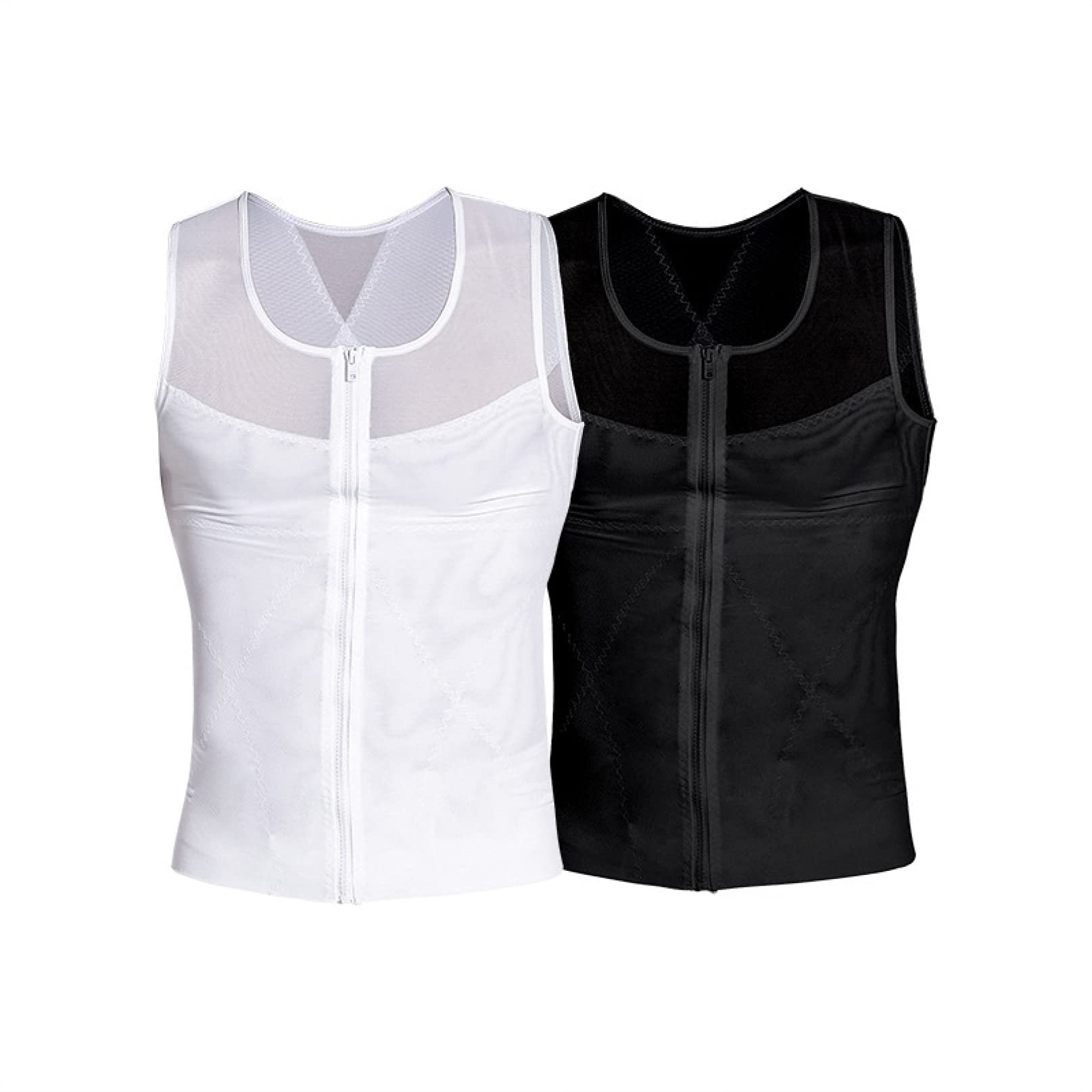 TTDGYYXW Top Modellanti da Uomo - Magliette compressive per Il Controllo della Pancia con Gancio e Cerniera - Magliette da Allenamento per dimagrire