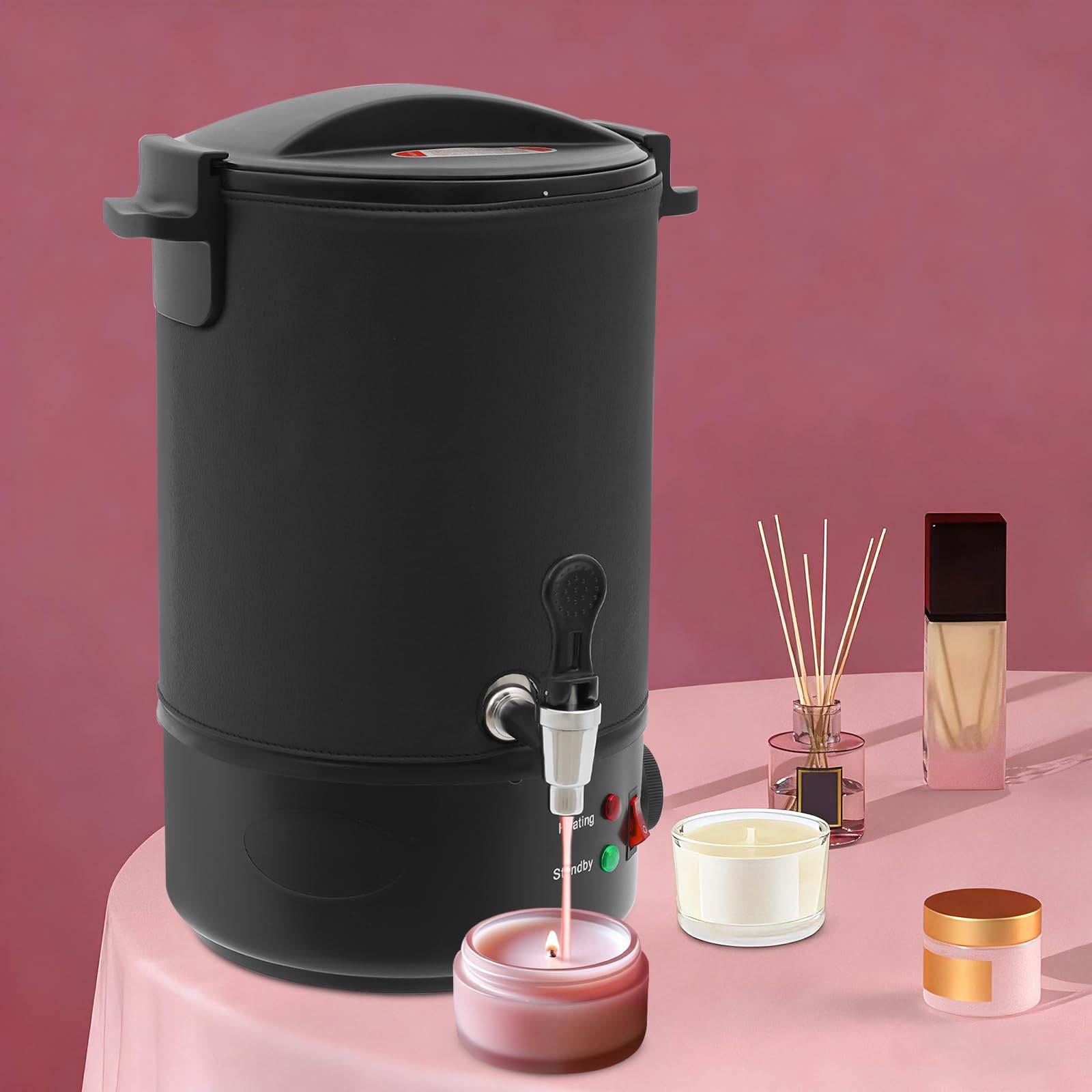 YOICUATGNA Cera de fusión de cera de 6 l para hacer velas, con protección de funcionamiento en seco, grifo de vertido, calentador de cera profesional con regulador de temperatura, para velas de soja