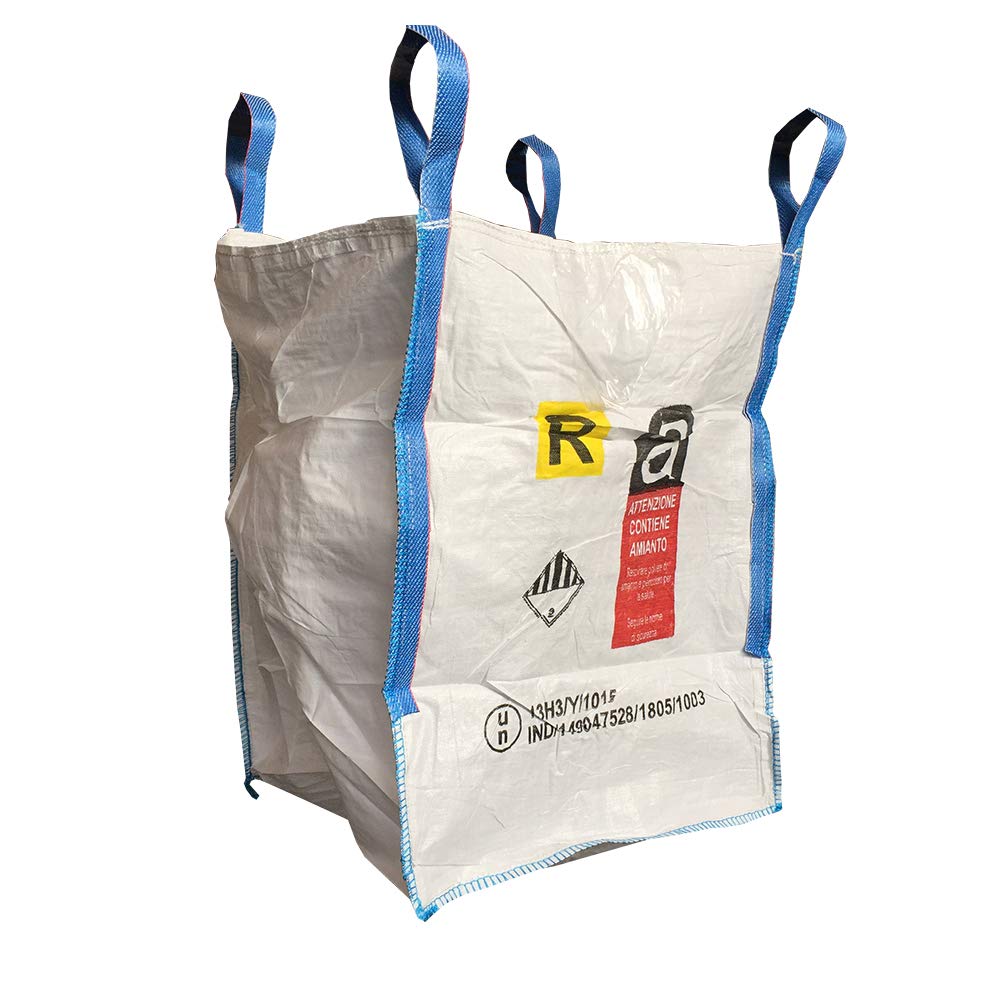 FERRPACK Big Bags 10 PZ X Sacconi Omologati ONU R + AMIANTO Mis 90x90h120 Cm Per Rifiuti Speciali