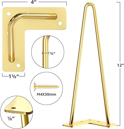 Miniatura 85 de SMARTSTANDARD Patas de muebles de horquilla de alta resistencia de 16 pulgadas, proyectos de bricolaje de metal para mesitas de noche, mesa de café