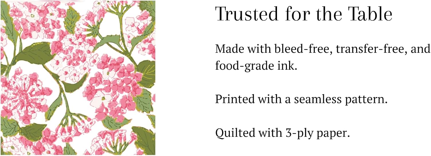 Pink Hydrangea Napkins Disposable 50ct, Floral Cocktail Napkins