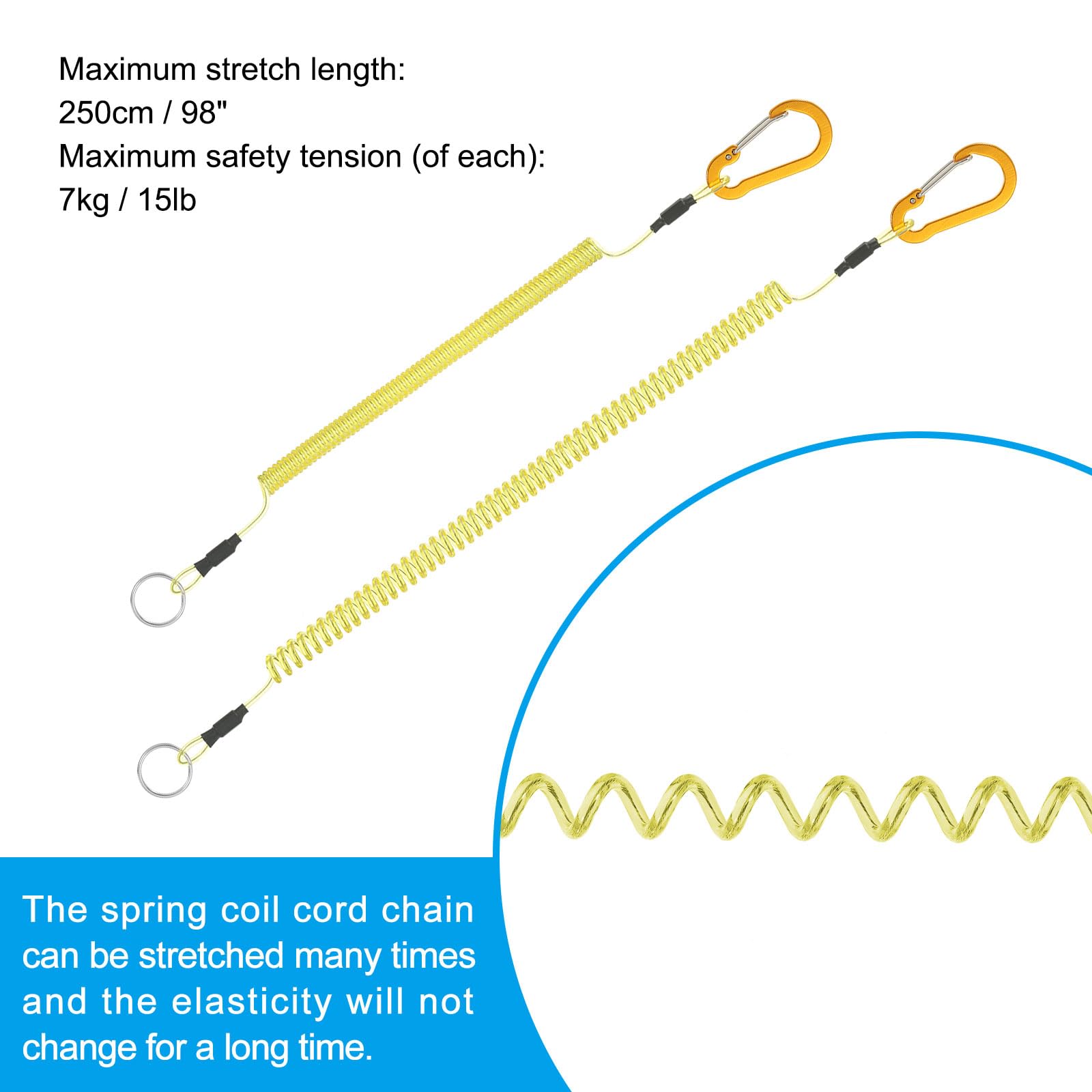 PATIKIL 3pcs Retractable Spring Coil Straps - Image 3