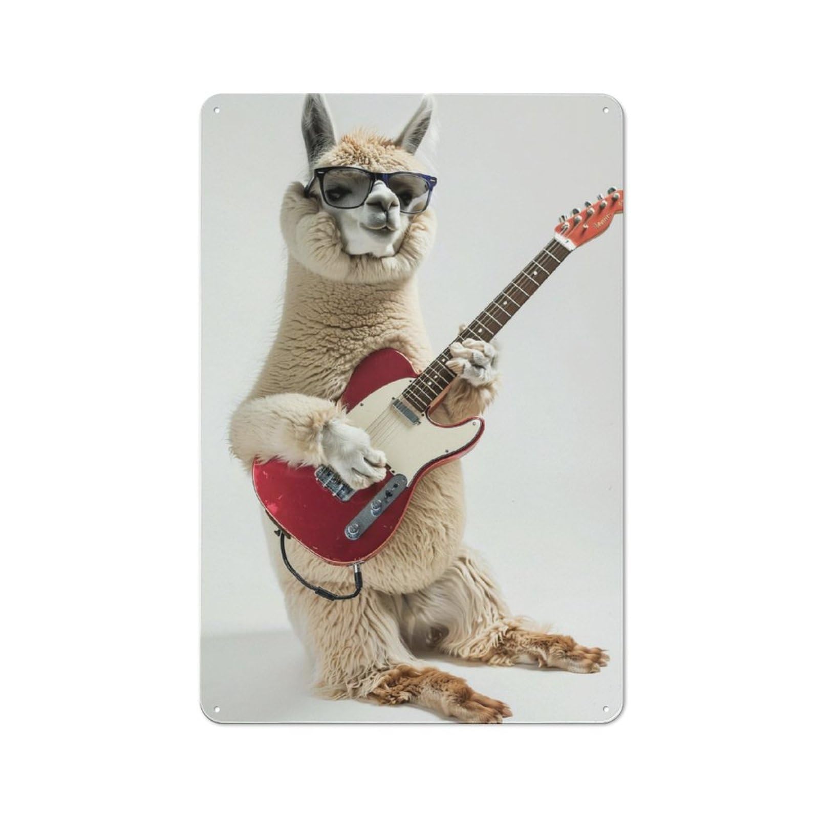 Junmoney Alpaca Guitar Tin Wall Plaque 30X20cm With For Bar Or Restaurant, Autumn Wall Decor For Hospitality Decor Collectors