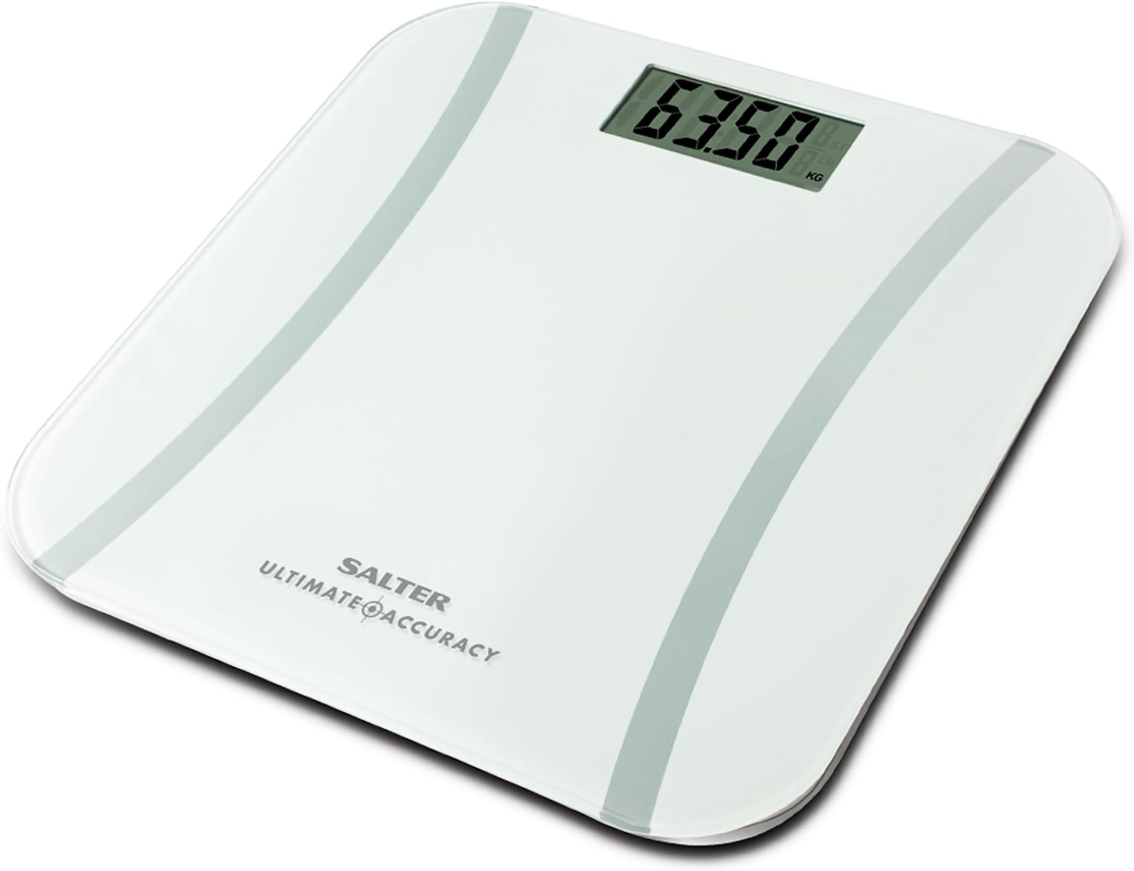 Salter9073 WH3R Digital Bathroom Scale - Bodyweight Weighing Scale, Weighs In 50g Increments For Precise Readings, Instant Read Step On, LCD Display, Includes Battery & Carpet Feet, Max Weight 180kg