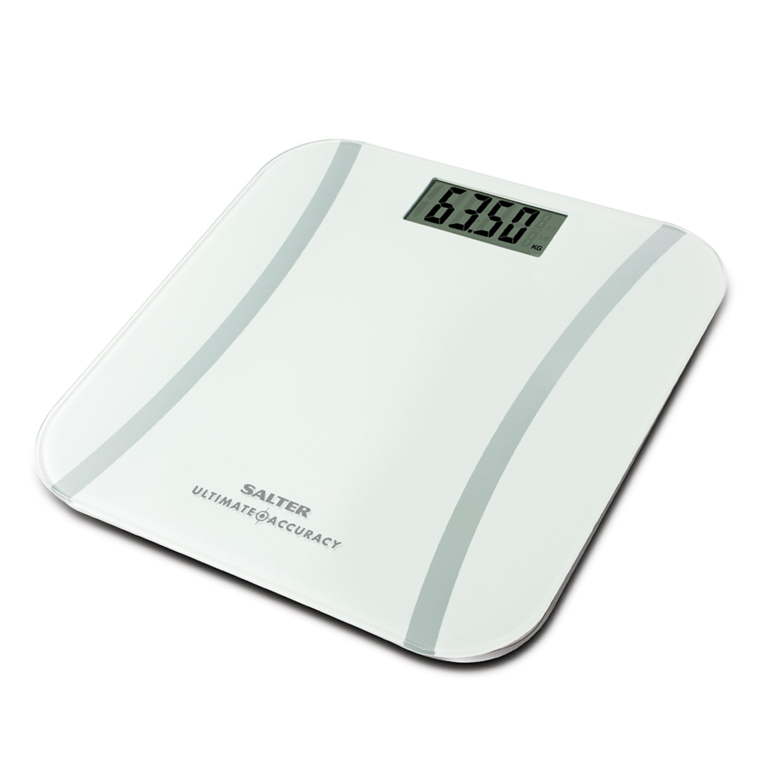 Salter9073 WH3R Digital Bathroom Scale - Bodyweight Weighing Scale, Weighs In 50g Increments For Precise Readings, Instant Read Step On, LCD Display, Includes Battery & Carpet Feet, Max Weight 180kg
