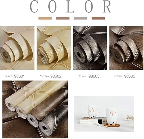 Miniatura 6 de QIHANG - Papel pintado de imitación de piel suave con diseño de diamante para dormitorio, TV, hotel, fondo de pantalla, 1.73 pulgadas de ancho x