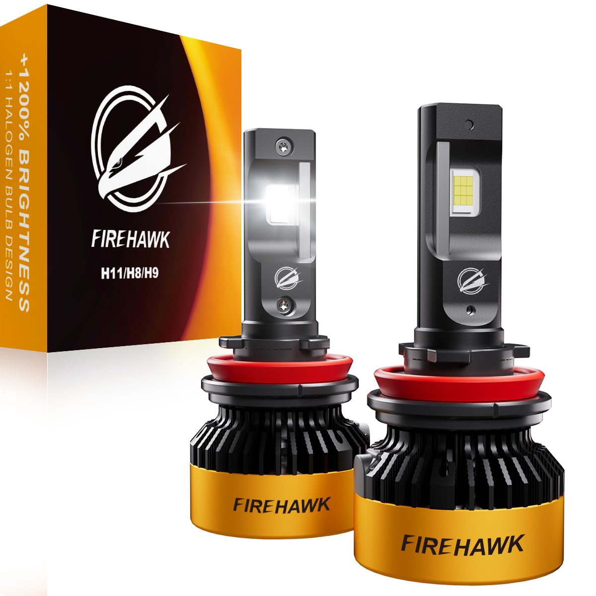Firehawk H11/H8/H9/H16 LED Headlight Bulbs 90000LM 1200% Brighter
