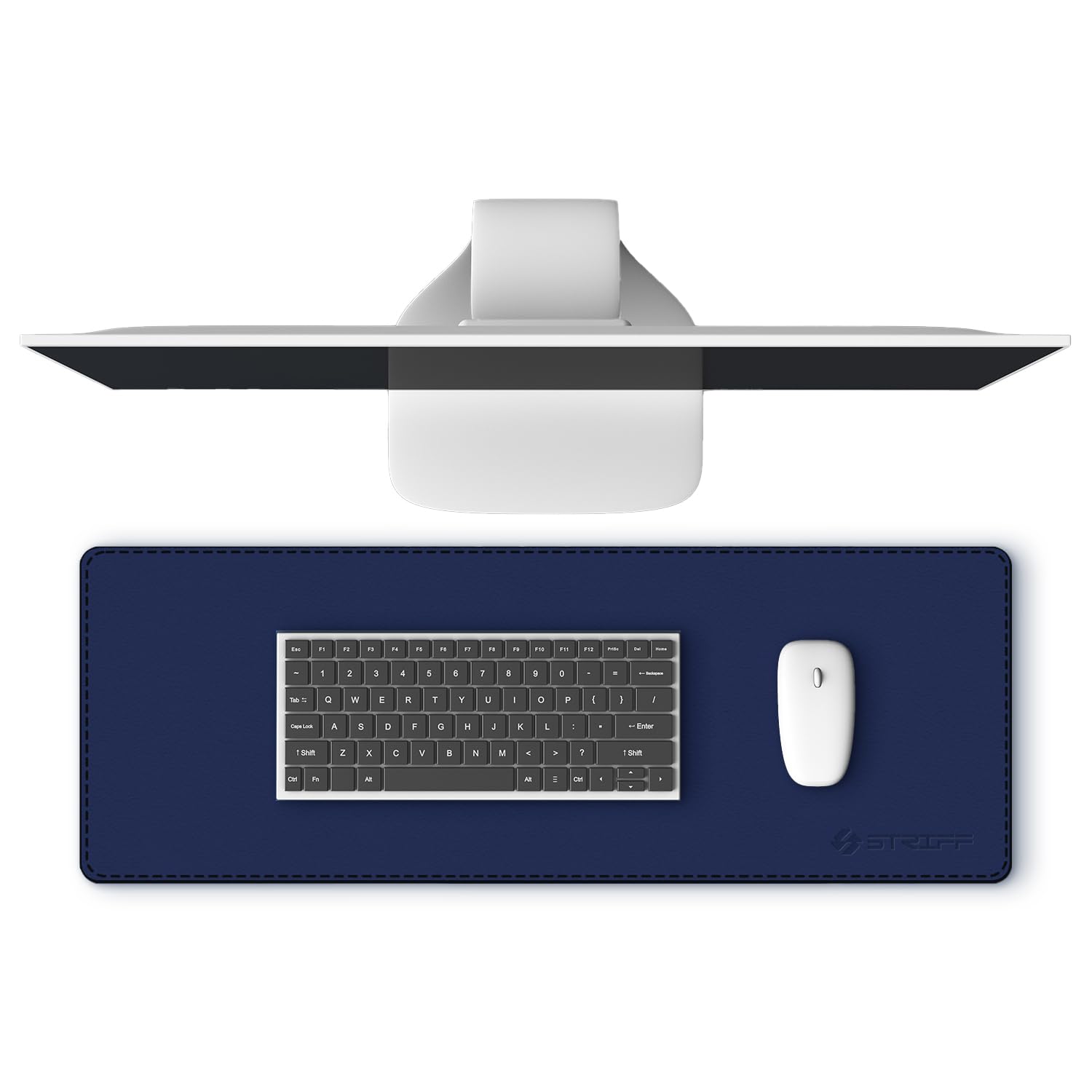 STRIFF Premium PU Vegan Leather Desk Pad | Office Table Protector & Mouse Mat | Non-Slip Surface | Smooth Writing & Working Area | Durable Desk Blotter for Laptop, Keyboard & Accessories(Navy Blue)