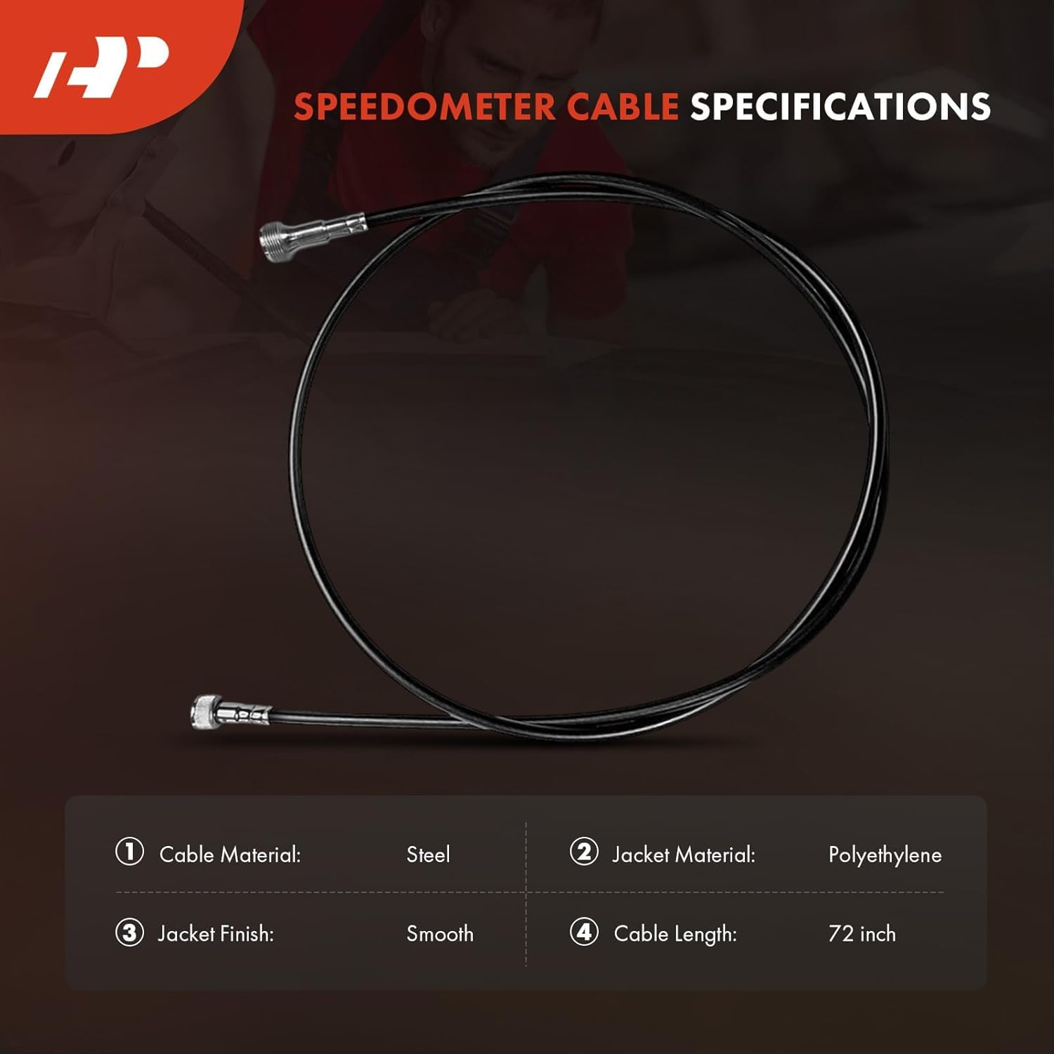 A-Premium 72 inch Speedometer Cable Compatible with Dodge B150 1984-1985 1988-1989 1993-1994, B250 1983-1984 1993-1994, B350 1984 1989, 3.9L 5.2L, with Cruise Control