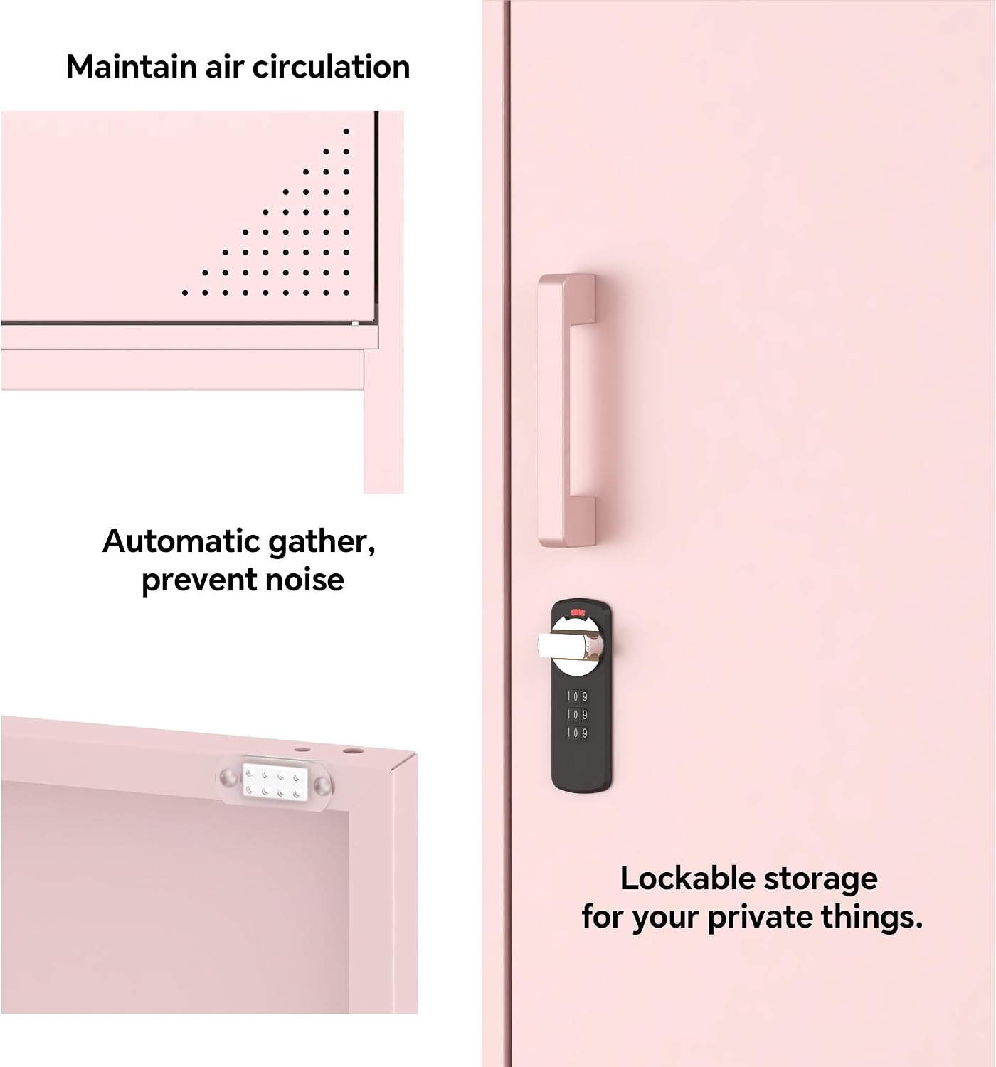 Steehoom Metal Locker Cabinet with Lock Single Door Bathroom Storage Cabinet Changing Room Locker for Home, Office, School, Gym, Garage (Pink, 15.75" D x 15.75" W x 49.21" H)