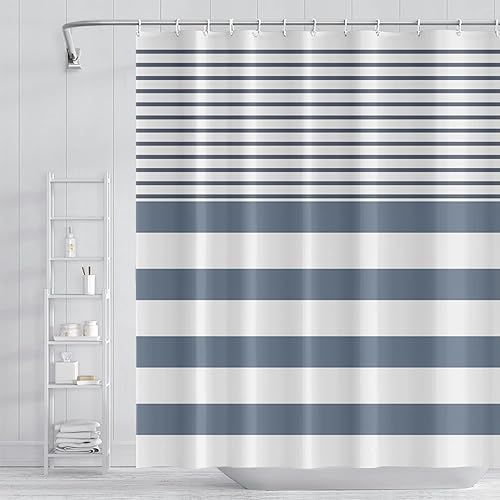 Miniatura 9 de Cortina de ducha de mediados de siglo, moderna abstracta con patrón geométrico atómico de explosión de estrellas para los años 50, accesorios de