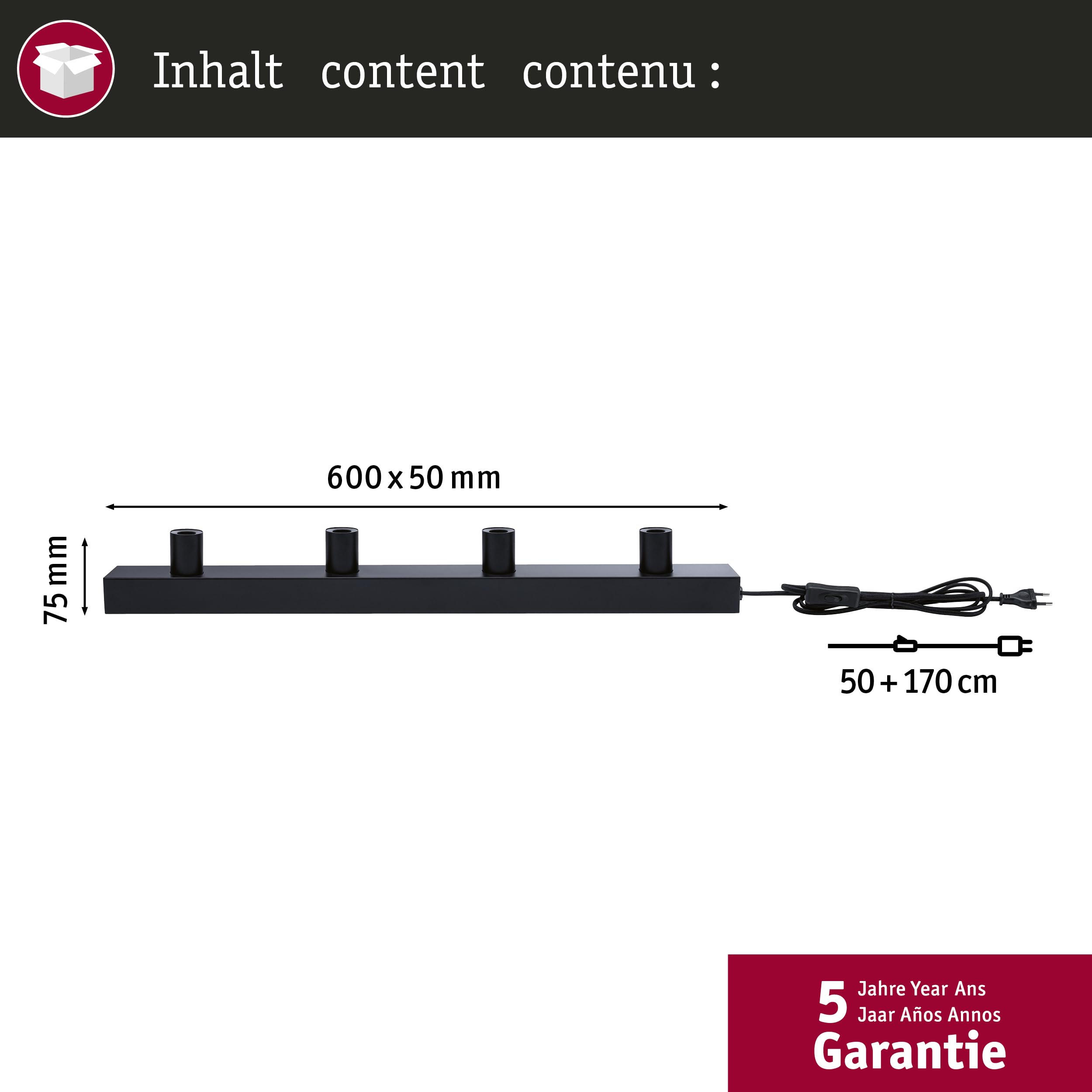 Paulmann 80101 Spiegelleuchte E14 230V max. 4x40W dimmbar Schwarz