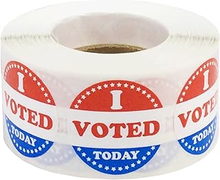 I Voted Today Adhesive Stickers, Patriotic Red, White, and Blue Design, 1" Inch Round, 500 Labels per Roll - Celebrate Voter Engagement on Election Day