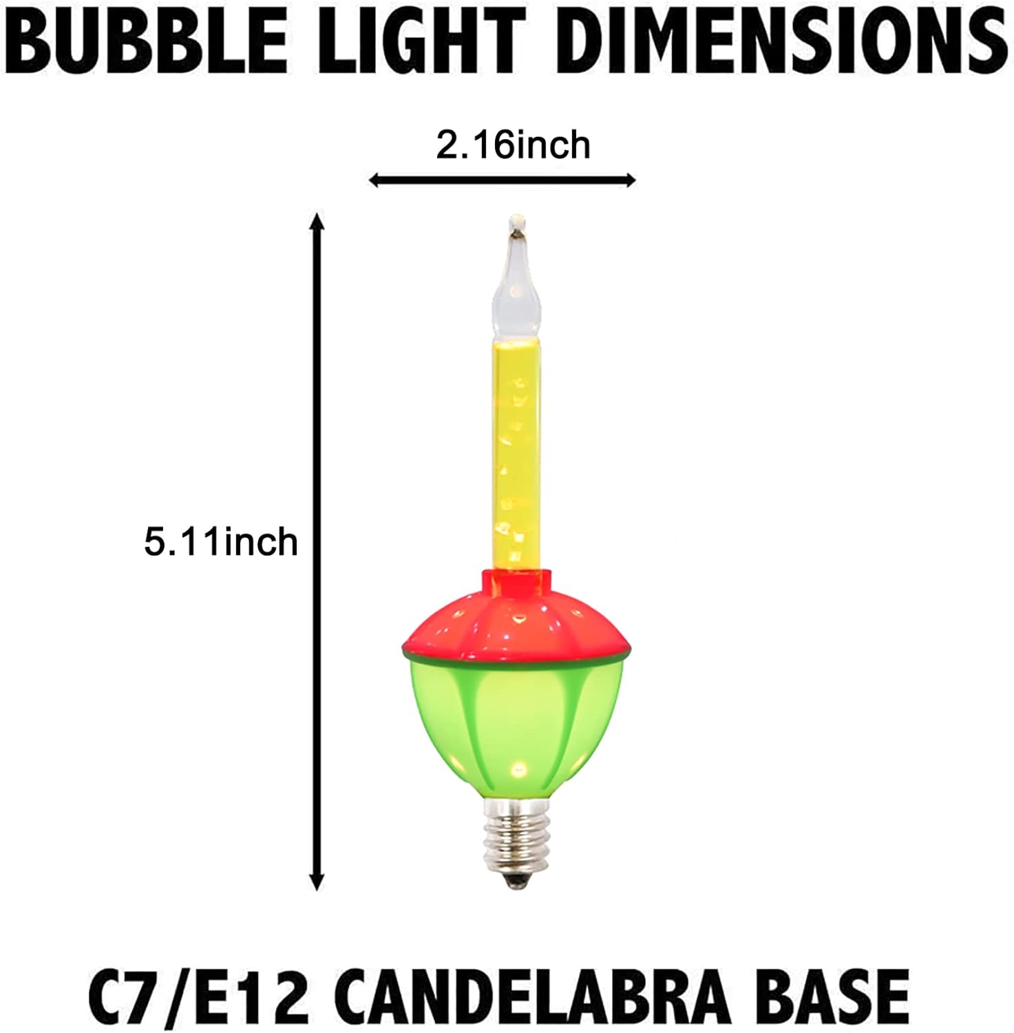 4 Pack Multicolor Christmas Bubble Light Replacement Bulbs, Vintage Bubble Light Replacement Bulbs with Colorful Liquid, Night Lights Bulb for Indoor Outdoor Christmas Tree Decorations, E12 Base, 5W