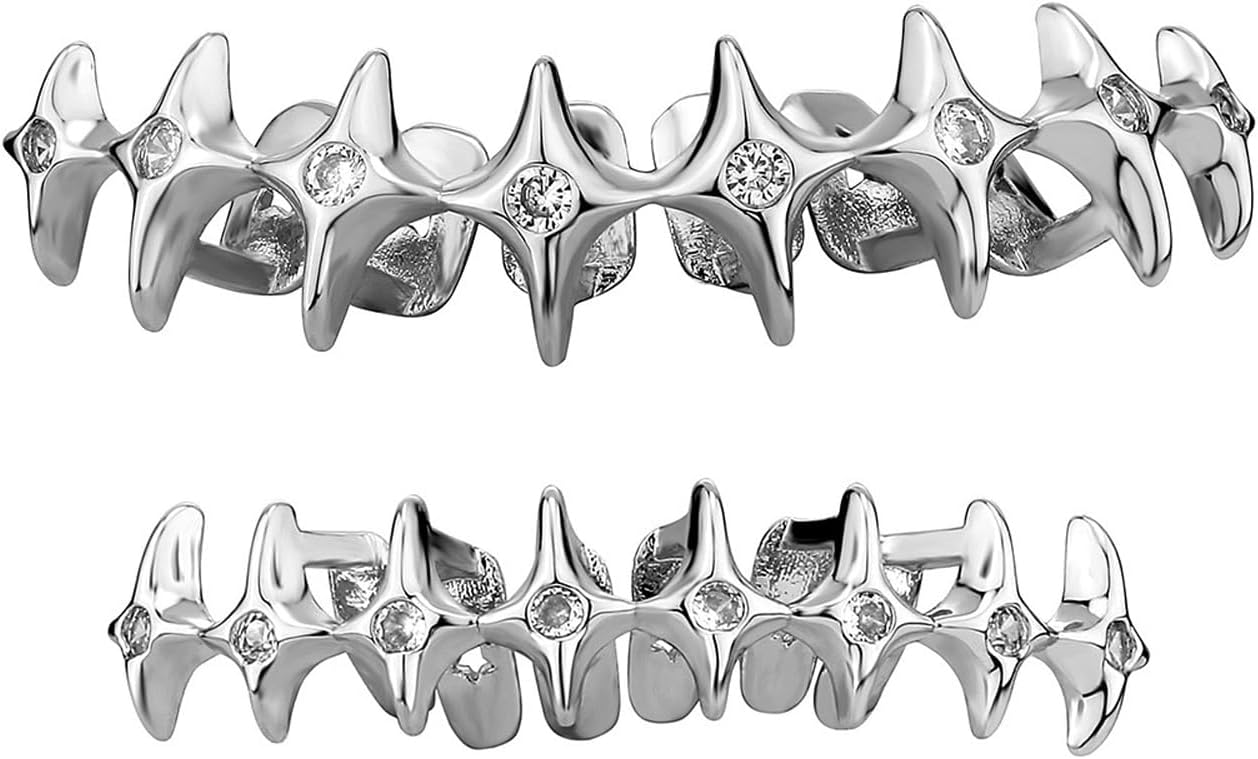 Customizable Star Designs Grills for Teeth Brass Crafted Mouth Teeth Perfect for Cosplay and Stage Shows Mouth Grill