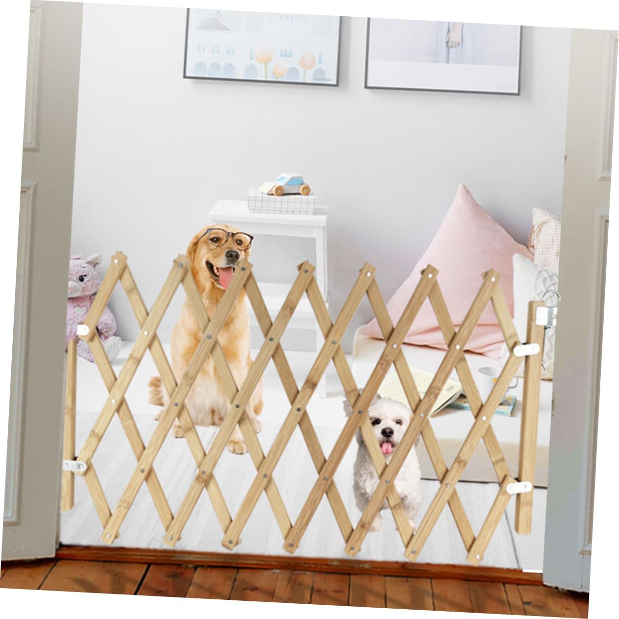 Pet Safety Gate Wooden Dog Isolation Fence Door for Indoor Use Pet Barrier for Hallway and Doorway for Dogs Durable Design