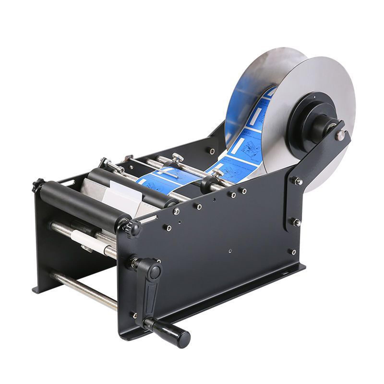 Máquina etiquetadora redonda manual, aplicador de etiquetas para botellas, se adapta a diámetro interior de 76 mm, diámetro del recipiente de 15 a 120 mm, altura de hasta 200 mm, para vidrio, plástico