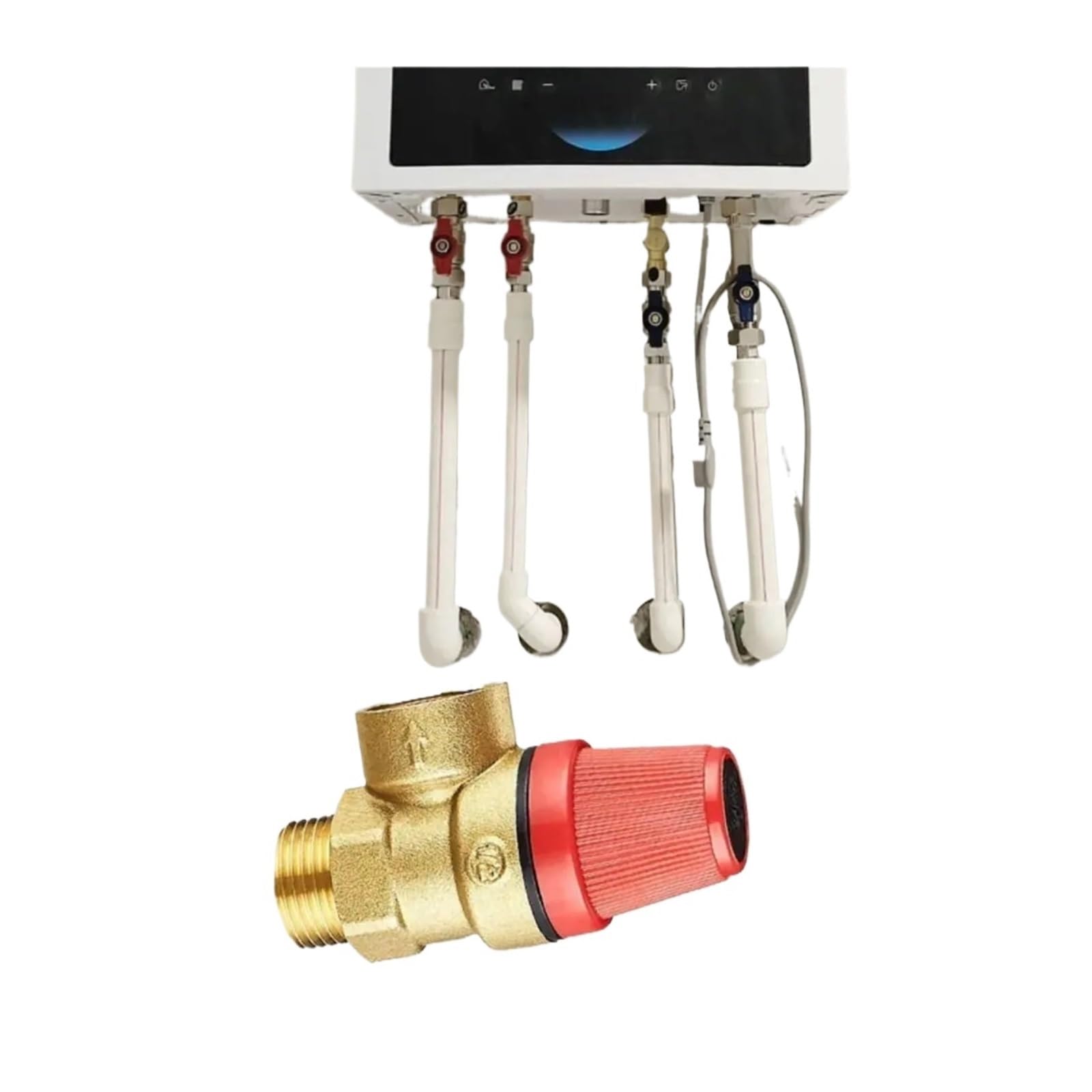 Pressure Relief Valve Brass Automatic Drain Valve Wall-Mounted Boiler Water Heater Supporting Solar Safety with Meter Pressure for Water(5BAR)