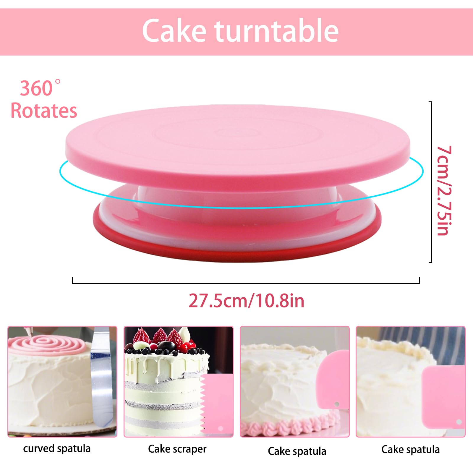 Set Pasticceria 255 Pezzi, Kit Pasticceria Professionale con Piattaforma Girevole, Ugelli in Acciaio Inox, Spatole e sac à Poche in Silicone, Perfetto per Pasticceria e Cake Design
