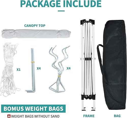 Miniatura 3 de TABU Tienda de campaña desplegable de 10 x 10 pies con paredes laterales y ventanas con cremallera, toldo portátil para exteriores, altura ajustable