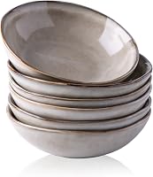 AmorArc 24oz Ceramic Cereal Bowls Set of 6 - Handmade Stoneware Reactive Glaze Cappuccino, Dishwasher Microwave Safe, Chip-Resistant for Soup Salad