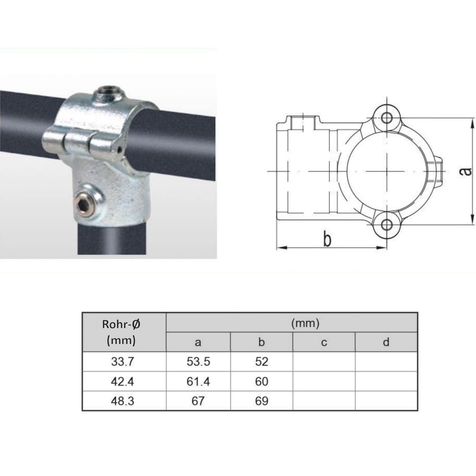 Gebo T-Stück aus Temperguss 90° mit Gewinde für Rohre 1x3/4x1 130-26G